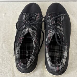 Nautica Leeboard Black & Plaid Women's Sneakers Size 8